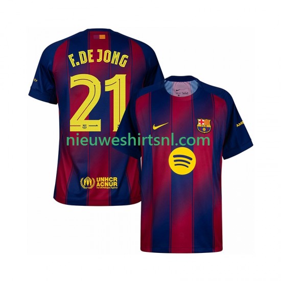 FC Barcelona Heren Shirt met Bedrukking Frenkie de Jong 21 Champions League Thuis 2025-2026 Korte Mouw
