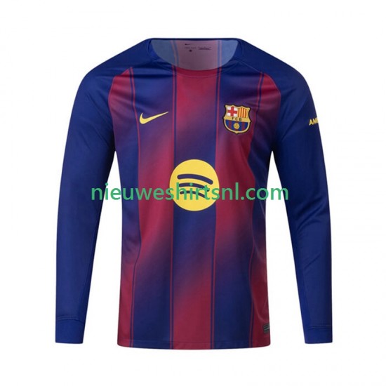 FC Barcelona Heren Shirt met Bedrukking Thuis 2025-2026 Lange Mouw