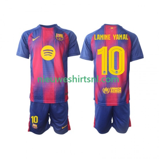 FC Barcelona Kind Shirt met Bedrukking Lamine Yamal 10 Champions League Thuis 2025-2026 Korte Mouw