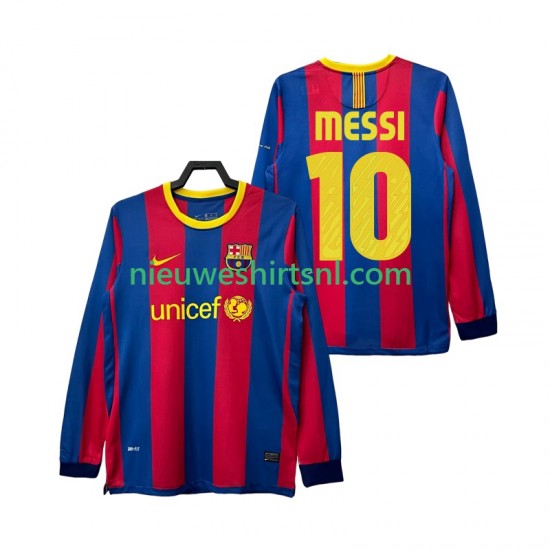 FC Barcelona Heren Shirt met Bedrukking Lionel Messi 10 Retro Thuis 2011 2010 Lange Mouw