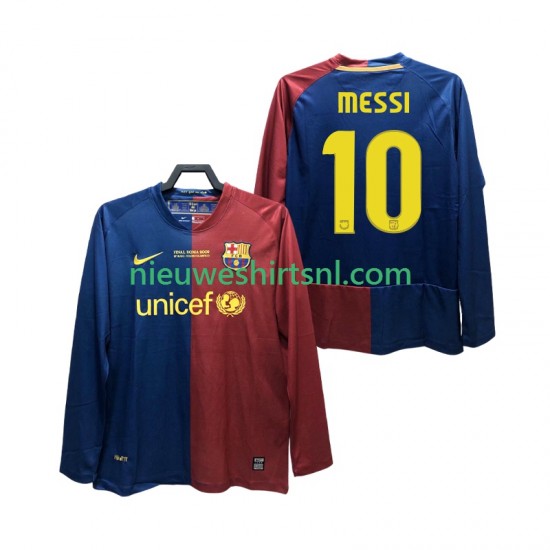 FC Barcelona Heren Shirt met Bedrukking Lionel Messi 10 Champions League 2009 Retro Thuis 2008 Lange Mouw