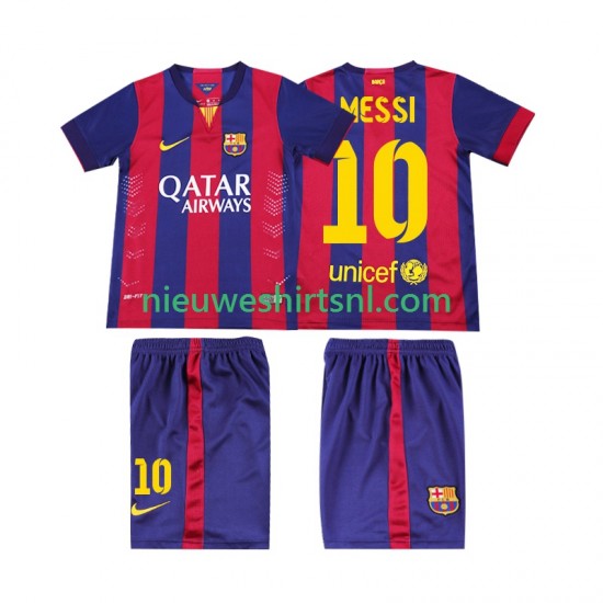 FC Barcelona Kind Shirt met Bedrukking Lionel Messi 10 2014 2015 Retro Thuis Korte Mouw