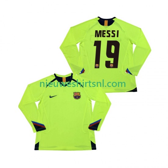 FC Barcelona Heren Shirt met Bedrukking Lionel Messi 19 2005 Retro Uit 2006 Lange Mouw