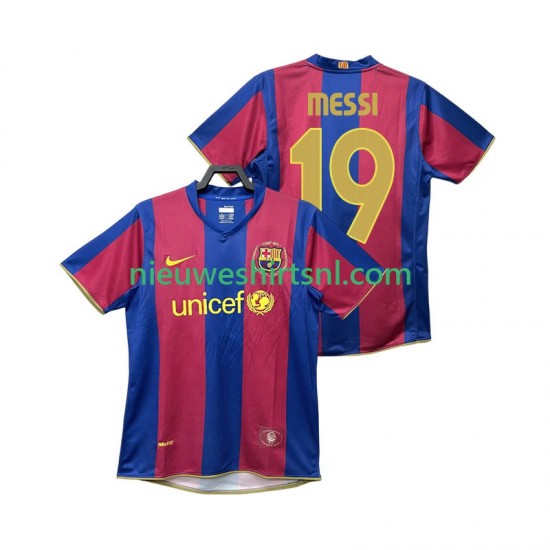 FC Barcelona Heren Shirt met Bedrukking Lionel Messi 19 2007 Retro Thuis 2008 Korte Mouw