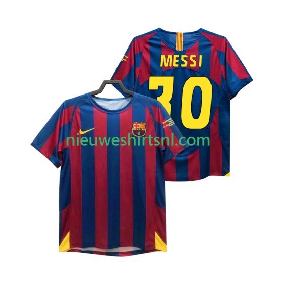 FC Barcelona Heren Shirt met Bedrukking Lionel Messi 30 Champions League 2005 Retro Thuis 2006 Korte Mouw