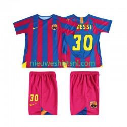 FC Barcelona Kind Shirt met Bedrukking Lionel Messi 30 Champions League 2005 Retro Thuis 2006 Korte Mouw