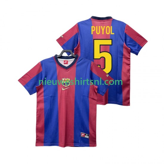 FC Barcelona Heren Shirt met Bedrukking PUYOL 5 1998 Retro Thuis 1999 Korte Mouw
