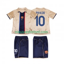 FC Barcelona Kind Shirt met Bedrukking RIVALDO 10 2001 Retro Uit 2002 Korte Mouw