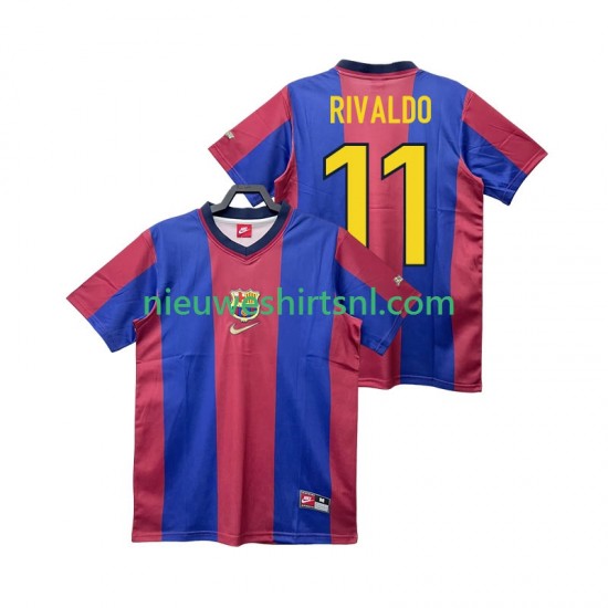 FC Barcelona Heren Shirt met Bedrukking RIVALDO 11 1998 Retro Thuis 1999 Korte Mouw