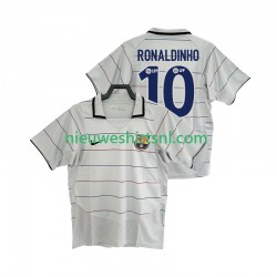 FC Barcelona Heren Shirt met Bedrukking RONALDINHO 10 2003 Retro Uit 2004 Korte Mouw