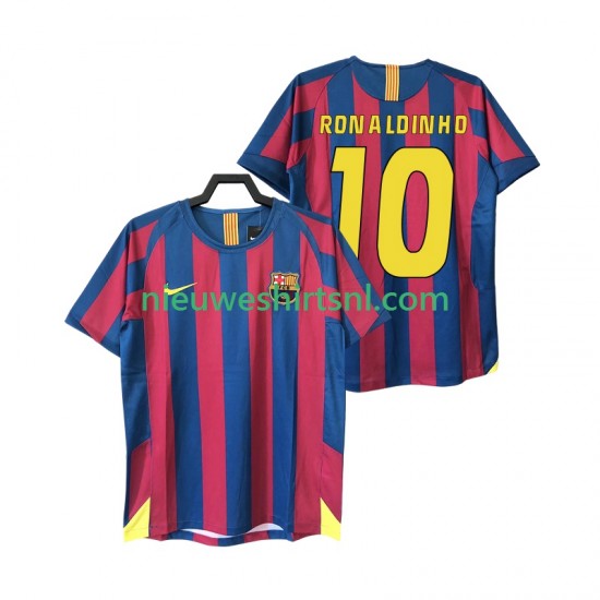FC Barcelona Heren Shirt met Bedrukking RONALDINHO 10 2005 Retro Thuis 2006 Korte Mouw