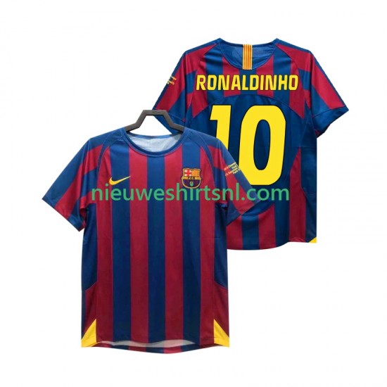 FC Barcelona Heren Shirt met Bedrukking RONALDINHO 10 Champions League 2005 Retro Thuis 2006 Korte Mouw