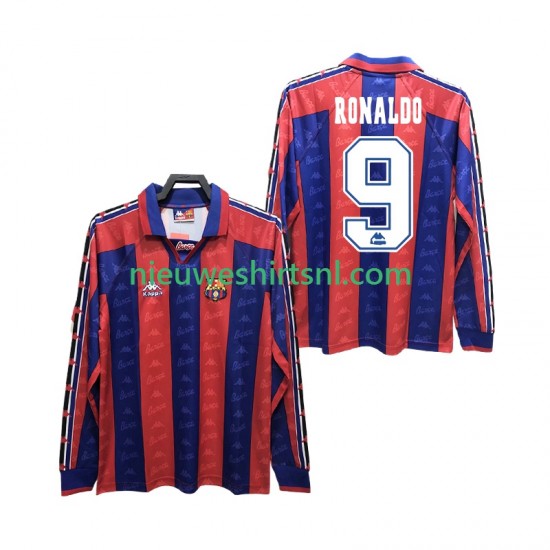 FC Barcelona Heren Shirt met Bedrukking RONALDO 9 1996 1997 Retro Thuis Lange Mouw