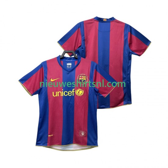 FC Barcelona Heren Shirt met Bedrukking 2007 Retro Thuis 2008 Korte Mouw