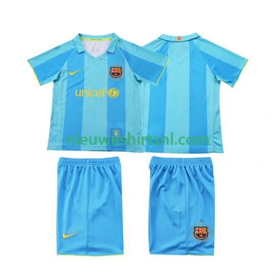 FC Barcelona Kind Shirt met Bedrukking 2007 Retro Uit 2008 Korte Mouw