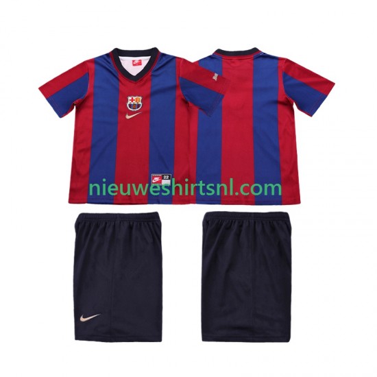 FC Barcelona Kind Shirt met Bedrukking 1998 Retro Thuis 1999 Korte Mouw