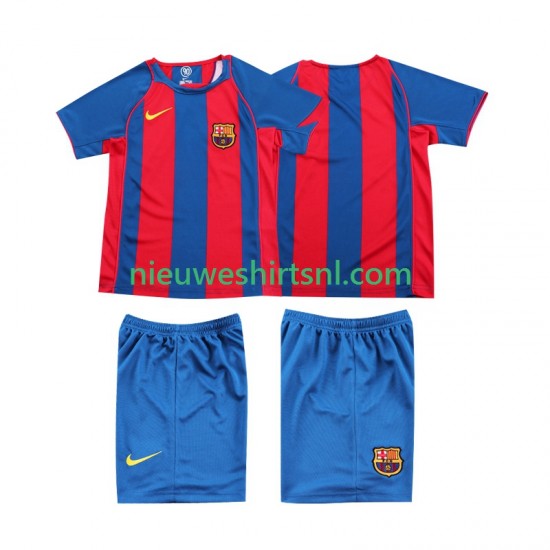 FC Barcelona Kind Shirt met Bedrukking 2005 Retro Thuis 2004 Korte Mouw