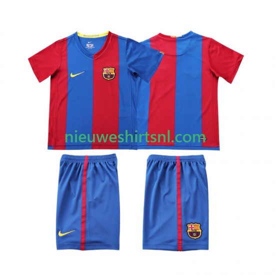 FC Barcelona Kind Shirt met Bedrukking 2007 Retro Thuis 2006 Korte Mouw