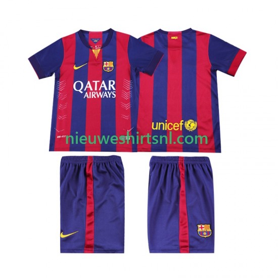 FC Barcelona Kind Shirt met Bedrukking 2014 2015 Retro Thuis Korte Mouw