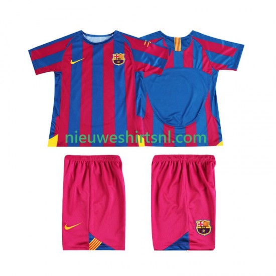 FC Barcelona Kind Shirt met Bedrukking Champions League 2005 Retro Thuis 2006 Korte Mouw