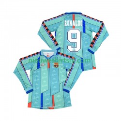FC Barcelona Heren Shirt met Bedrukking Ronaldo 9 1996 1997 Retro Uit Lange Mouw