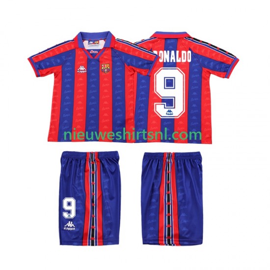FC Barcelona Kind Shirt met Bedrukking Ronaldo 1996 1997 Retro Thuis Korte Mouw