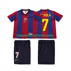 FC Barcelona Kind Shirt met Bedrukking SAVIOLA 7 1998 Retro Thuis 1999 Korte Mouw