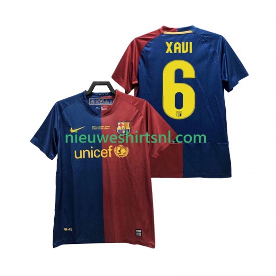 FC Barcelona Heren Shirt met Bedrukking XAVI 6 Champions League 2009 Retro Thuis 2008 Korte Mouw