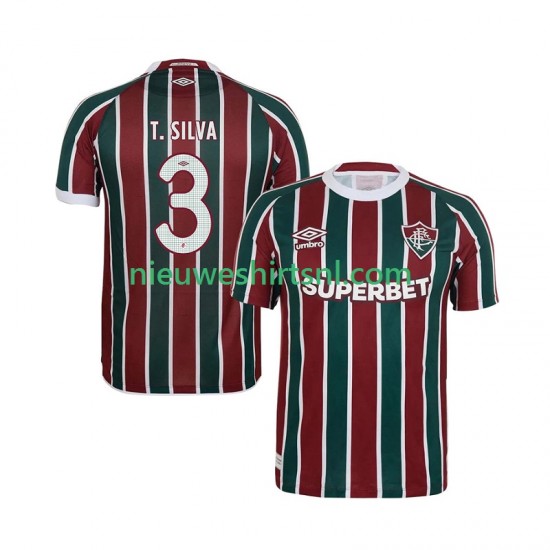 Fluminense Heren Shirt met Bedrukking Thiago Silva 3 Thuis 2025-2026 Korte Mouw