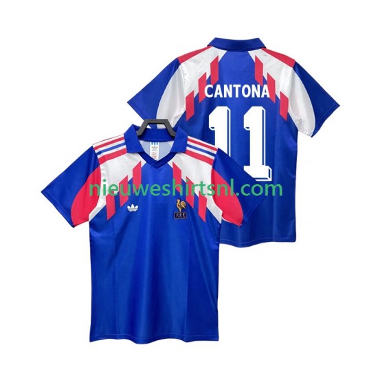 Frankrijk Heren Shirt met Bedrukking CANTONA 11 1990 Retro Thuis Korte Mouw