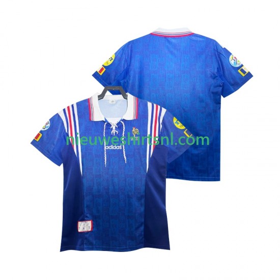 Frankrijk Heren Shirt met Bedrukking 1996 Retro Thuis Korte Mouw