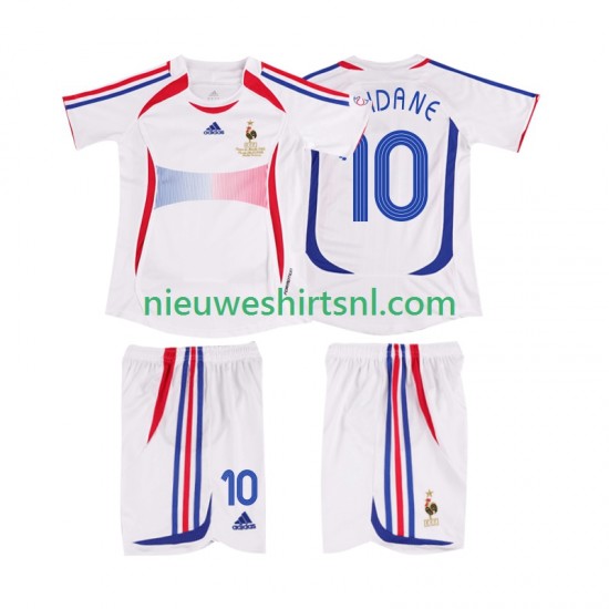 Frankrijk Kind Shirt met Bedrukking ZIDANE 10 Retro Uit 2006 Korte Mouw
