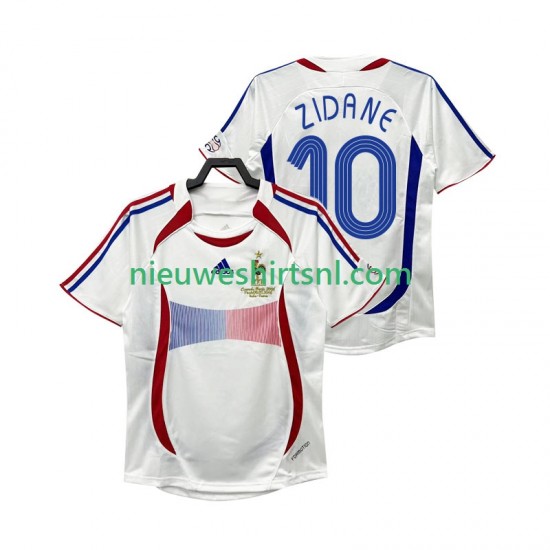 Frankrijk Heren Shirt met Bedrukking ZIDANE 10 Retro Uit 2006 Korte Mouw