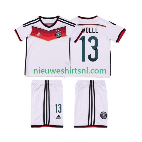 Duitsland Kind Shirt met Bedrukking MULLER 13 2014 Retro Thuis Korte Mouw