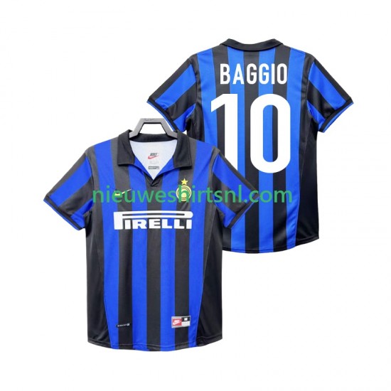 Inter Milan Heren Shirt met Bedrukking BAGGIO 10 1998 Retro Thuis 1999 Korte Mouw