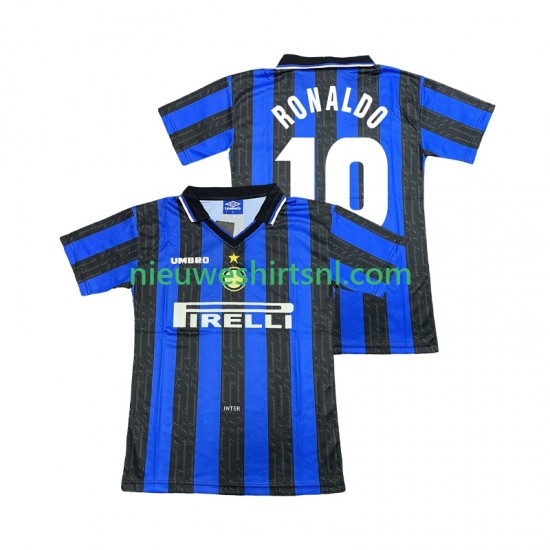 Inter Milan Heren Shirt met Bedrukking Ronaldo 10 1997 1998 Retro Thuis Korte Mouw