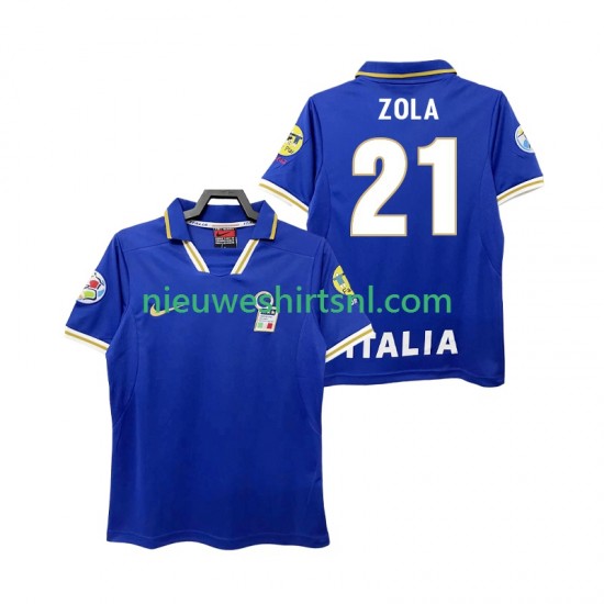 Italië Heren Shirt met Bedrukking ZOLA 21 1996 Retro Thuis Korte Mouw