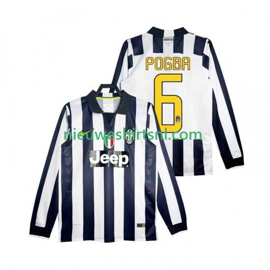 Juventus Heren Shirt met Bedrukking Pogba 6 2014 2015 Retro Thuis Lange Mouw