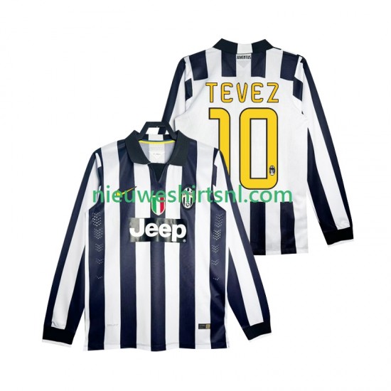 Juventus Heren Shirt met Bedrukking TEVEZ 10 2014 2015 Retro Thuis Lange Mouw