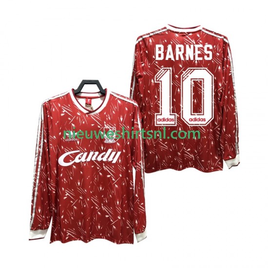 Liverpool Heren Shirt met Bedrukking BARNES 10 1989 1991 Retro Thuis Lange Mouw