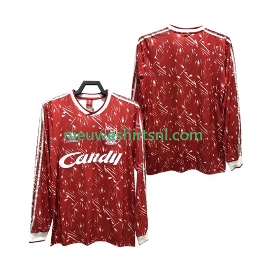 Liverpool Heren Shirt met Bedrukking 1989 1991 Retro Thuis Lange Mouw
