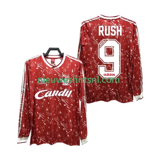Liverpool Heren Shirt met Bedrukking Rush 9 1989 1991 Retro Thuis Lange Mouw