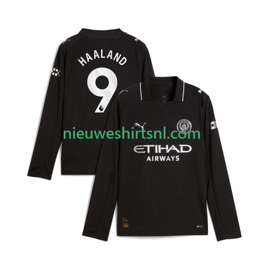 Manchester City Heren Shirt met Bedrukking Erling Haaland 9 Uit 2025-2026 Lange Mouw