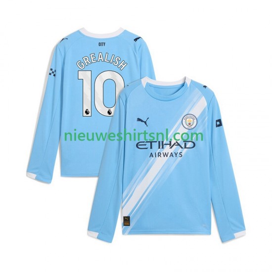 Manchester City Heren Shirt met Bedrukking Jack Grealish 10 Thuis 2025-2026 Lange Mouw