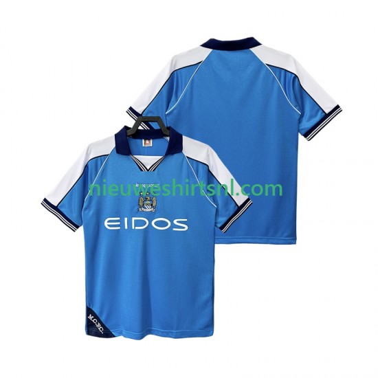 Manchester City Heren Shirt met Bedrukking 2001 Retro Thuis 1999 Korte Mouw