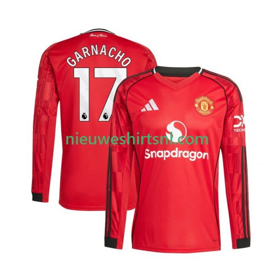 Manchester United Heren Shirt met Bedrukking Alejandro Garnacho 17 Thuis 2025-2026 Lange Mouw