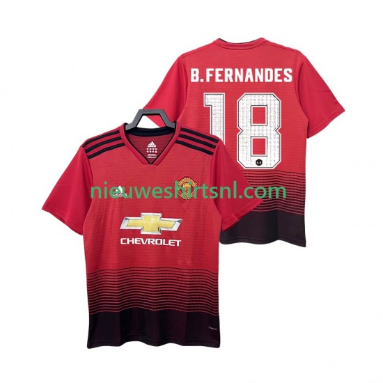 Manchester United Heren Shirt met Bedrukking B.FERNANDES 18 2018 2019 Retro Thuis Korte Mouw