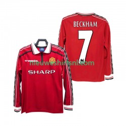 Manchester United Heren Shirt met Bedrukking BECKHAM 7 1998 Retro Thuis 1999 Lange Mouw