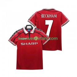 Manchester United Heren Shirt met Bedrukking BECKHAM 7 1998 Retro Thuis 1999 Korte Mouw