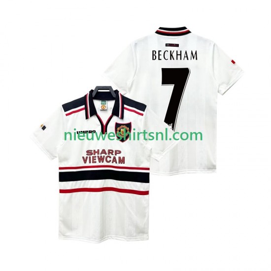 Manchester United Heren Shirt met Bedrukking Beckham 7 1998 Retro Uit 1999 Korte Mouw